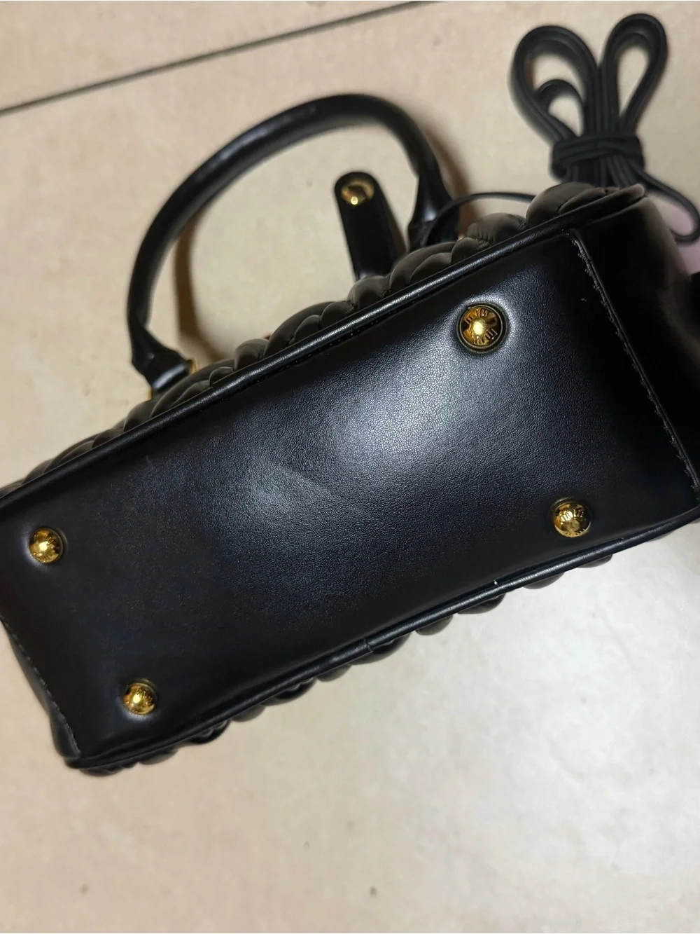 Miu Miu Black Quilted Leather Satchel with Gold Hardware